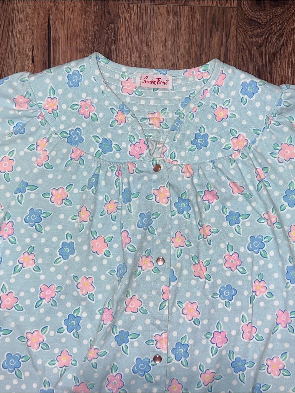 Smart Time Light Blue Floral Womens Nightgown